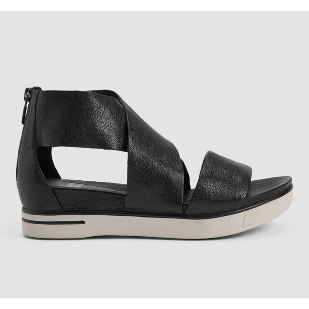 Eileen Fisher Sport Tumbled Leather Sneaker Sandal Black $195 9